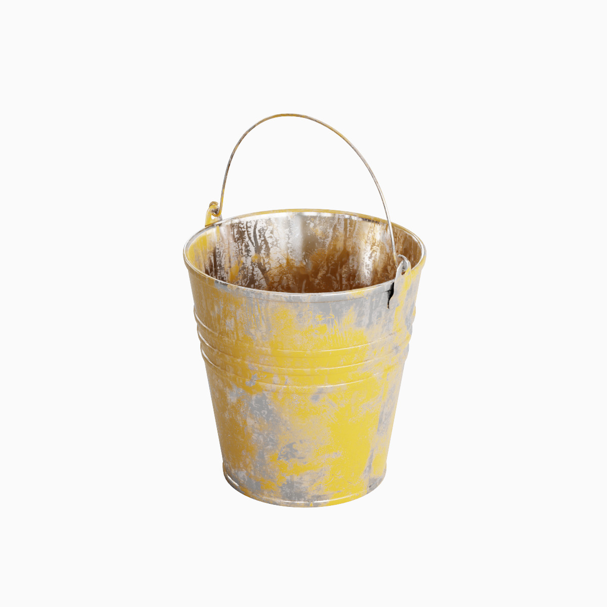 Painted Scrapped Steel Bucket Set  3D model_12
