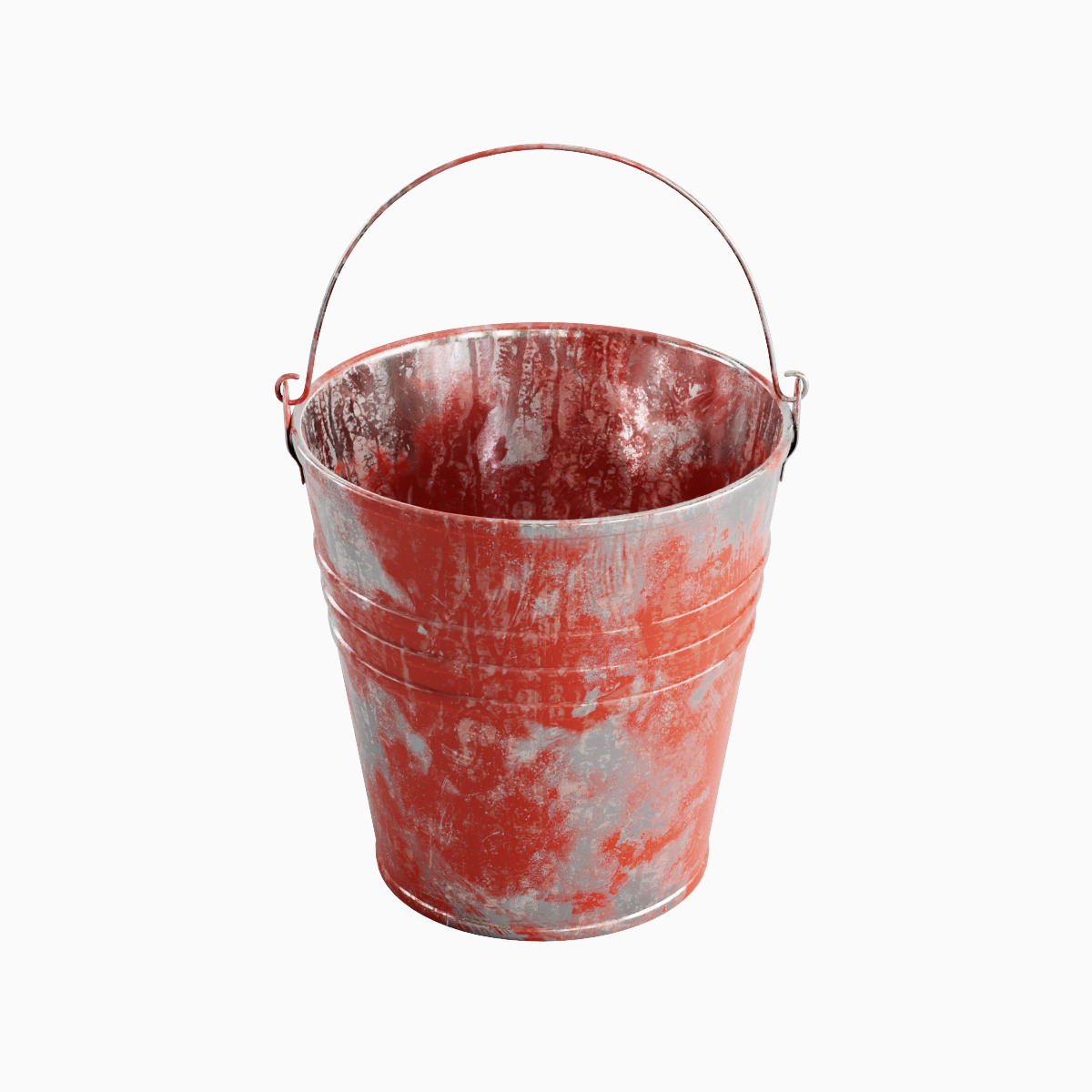 Painted Scrapped Steel Bucket Set  3D model_4