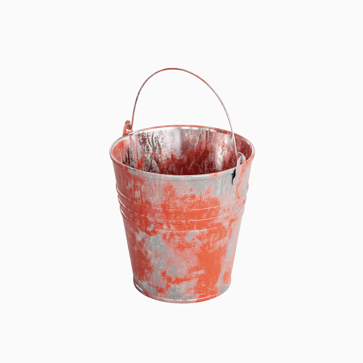 Painted Scrapped Steel Bucket Set  3D model_6