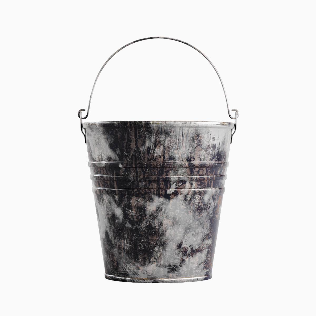 Painted Scrapped Steel Bucket Set  3D model_19