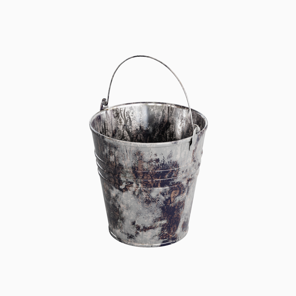 Painted Scrapped Steel Bucket Set  3D model_24