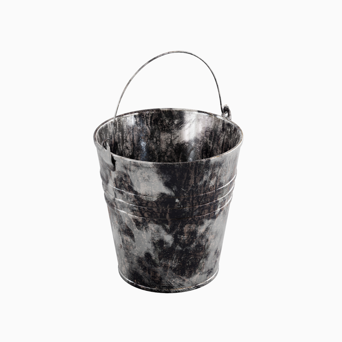 Painted Scrapped Steel Bucket Set  3D model_23