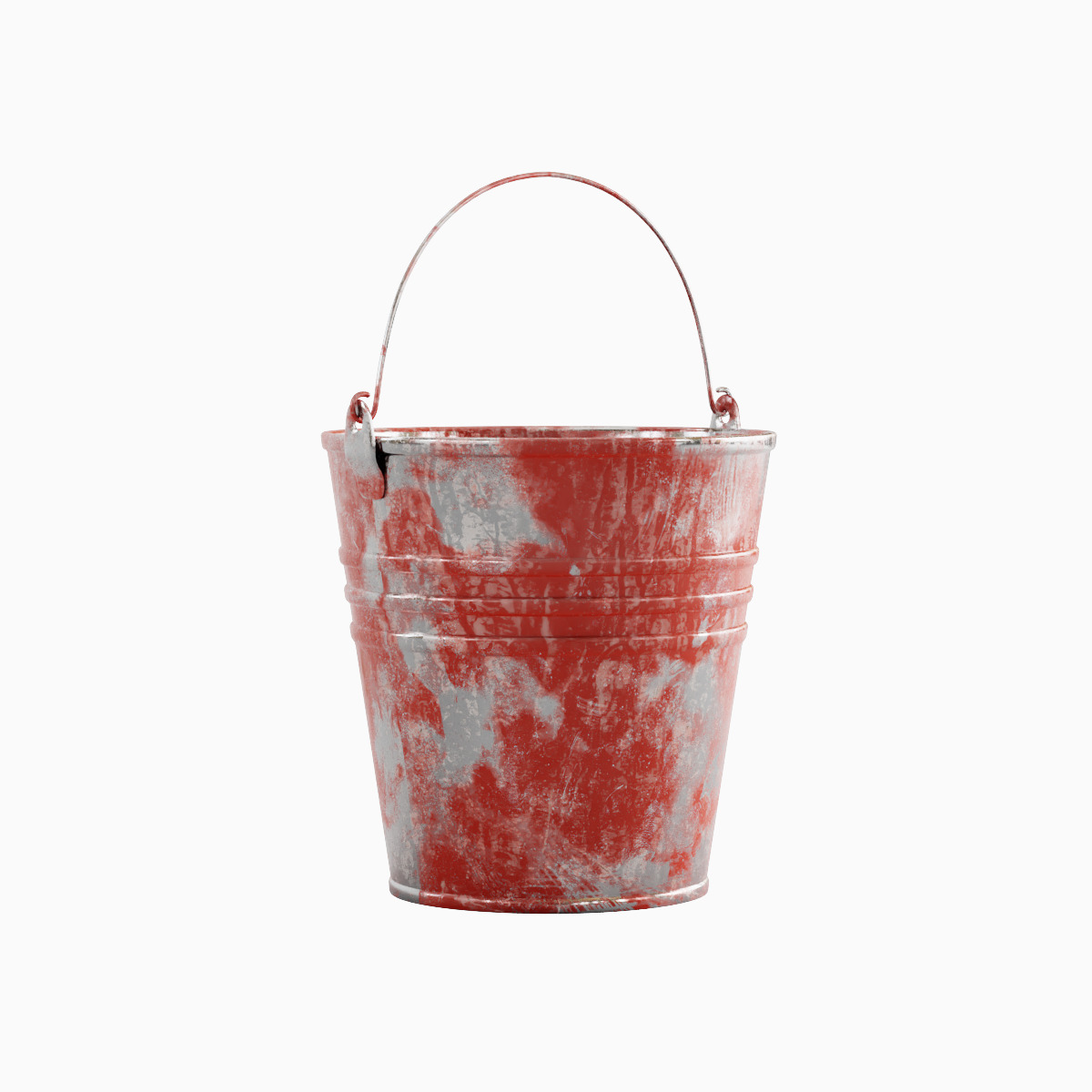 Painted Scrapped Steel Bucket Set  3D model_2