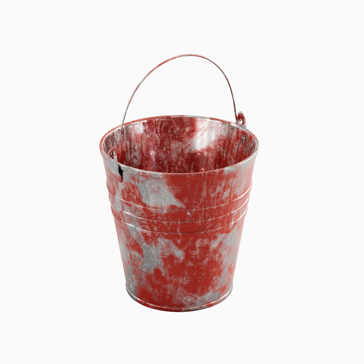 Painted Scrapped Steel Bucket Set  3D model_5