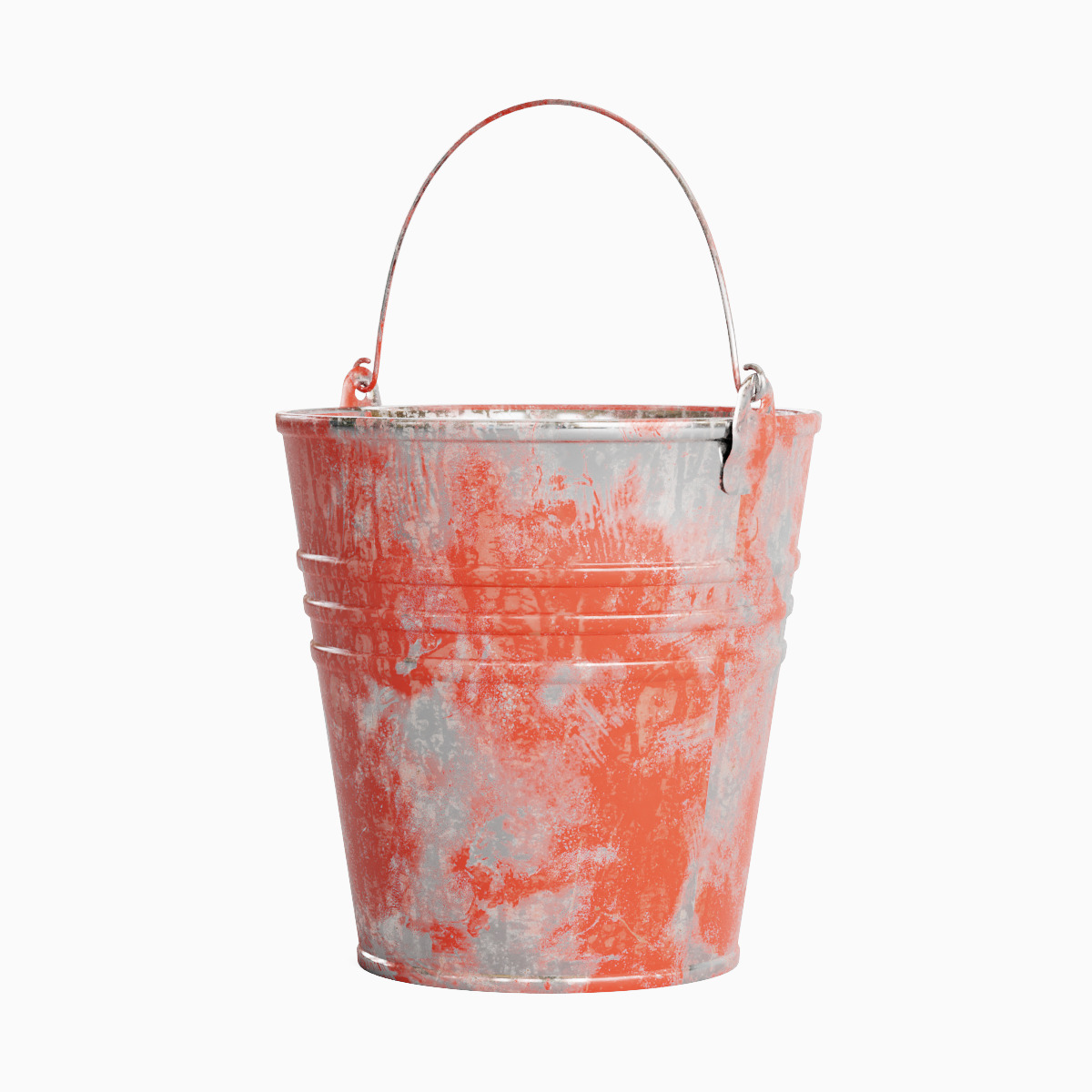 Painted Scrapped Steel Bucket Set  3D model_3
