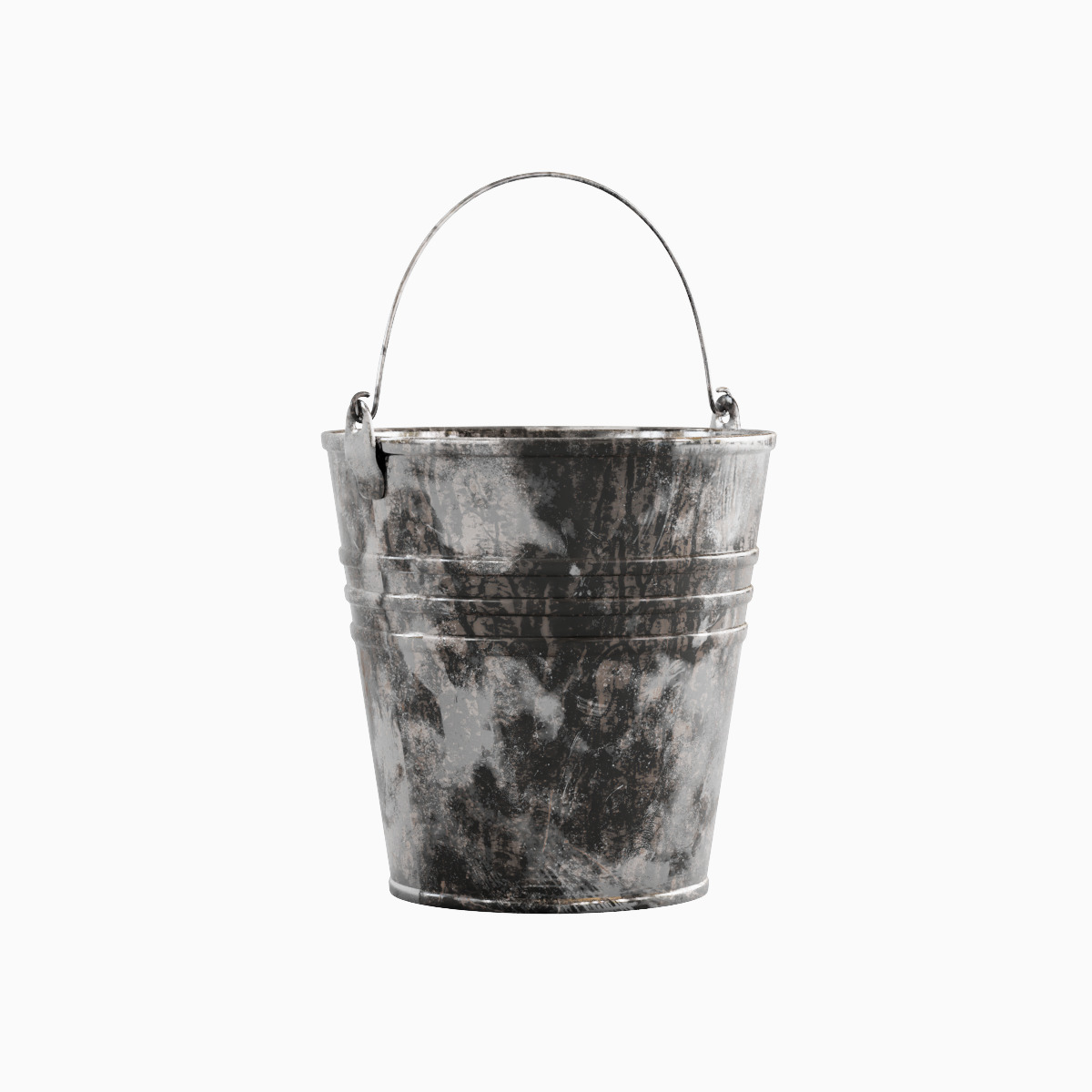 Painted Scrapped Steel Bucket Set  3D model_14