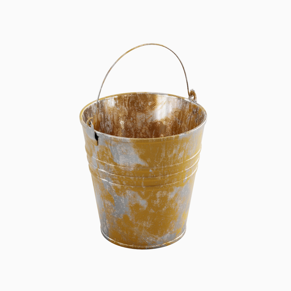 Painted Scrapped Steel Bucket Set  3D model_11