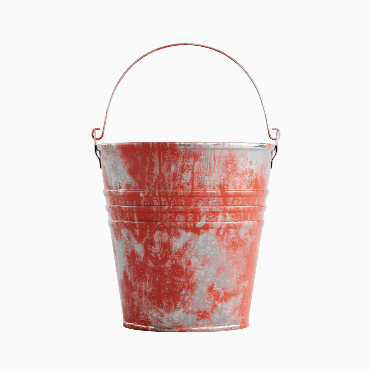 Painted Scrapped Steel Bucket Set  3D model_1