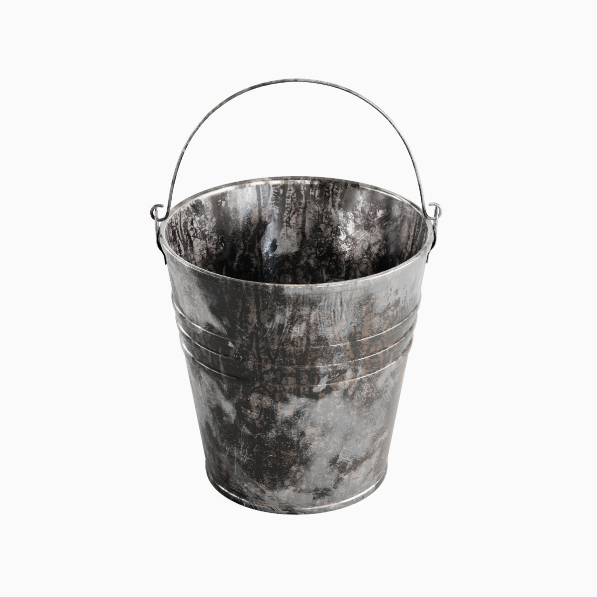Painted Scrapped Steel Bucket Set  3D model_16