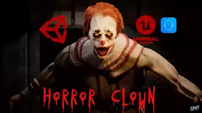 The Horror clown game character for Horror games Low-poly 3D model