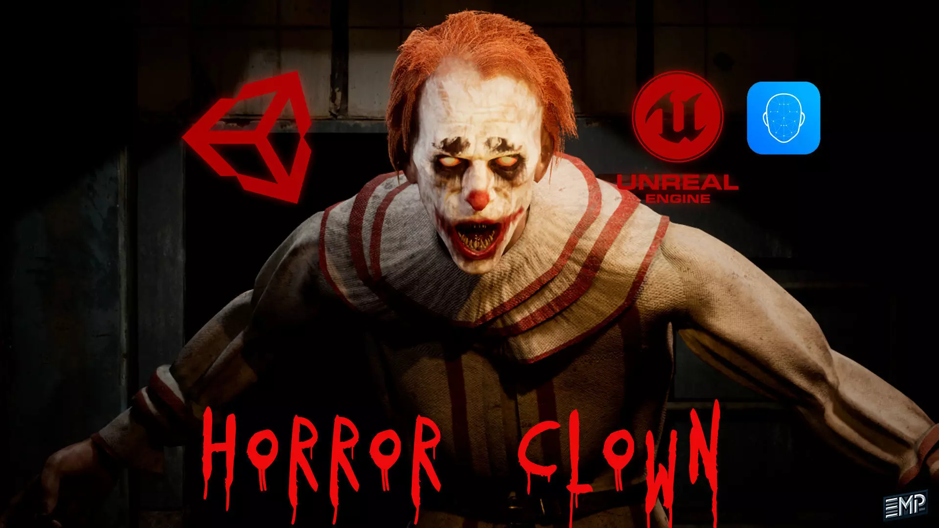 The Horror clown game character for Horror games Low-poly 3D model_0