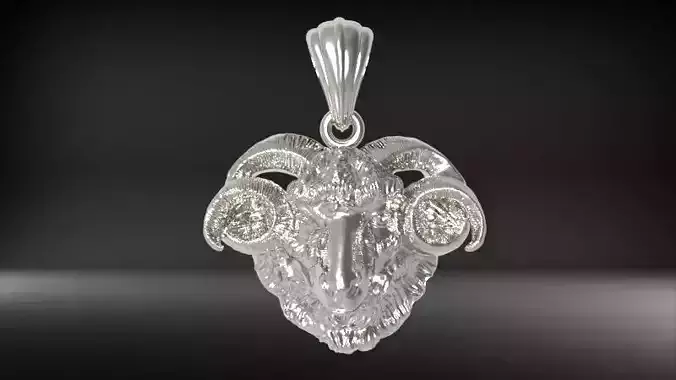 Big Horn Ram Head Pendant Necklace