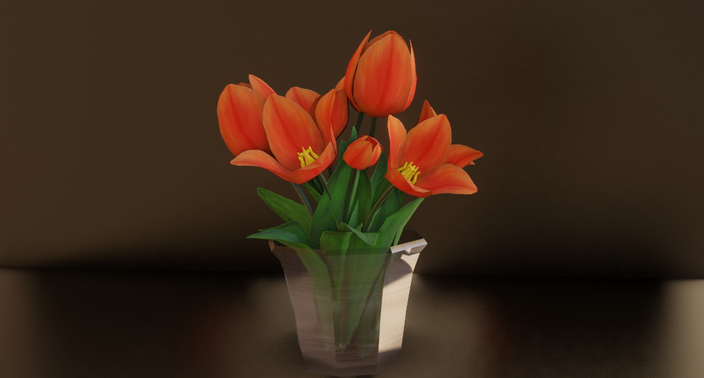 Tulips in vase 3D model Free low-poly 3D model_2