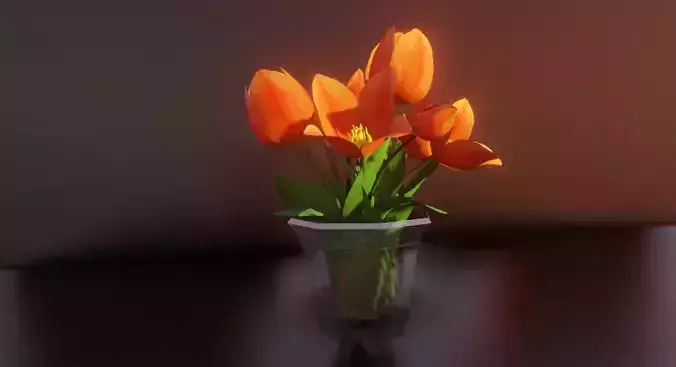 Tulips in vase 3D model