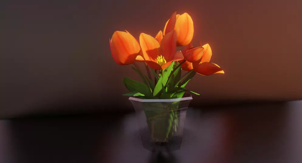 Tulips in vase 3D model Free low-poly 3D model_0