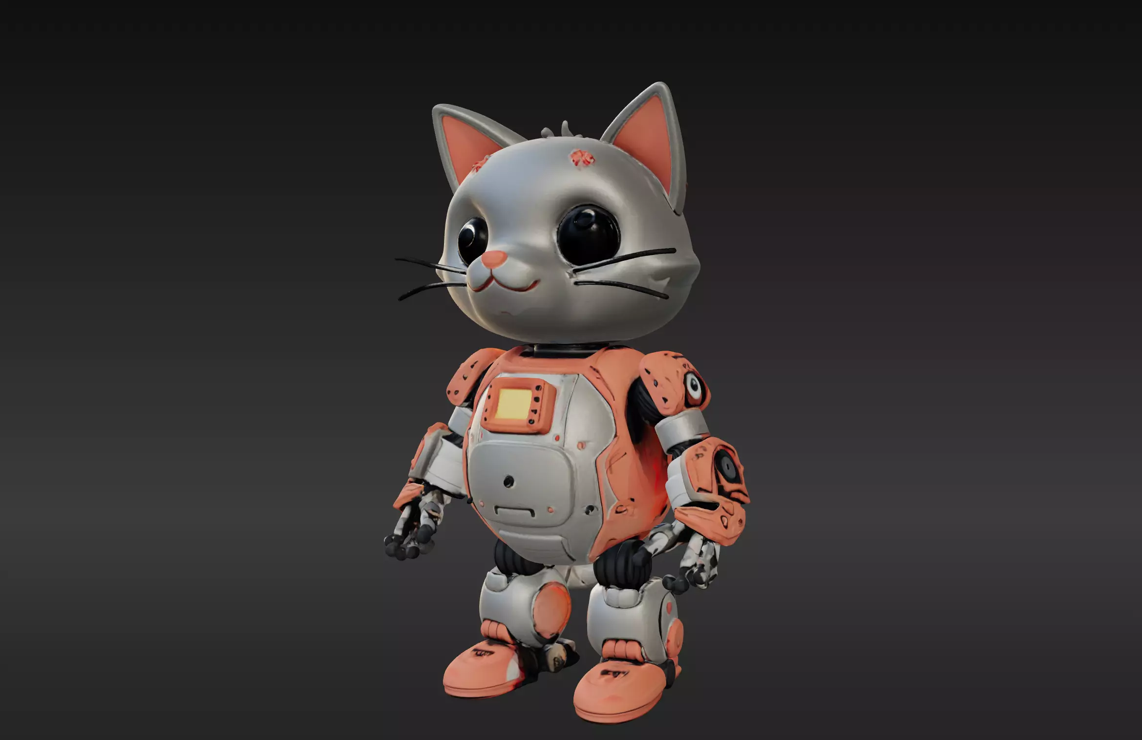 3D Model of Cute Robo Cat - Animated and Printable 3D model_0