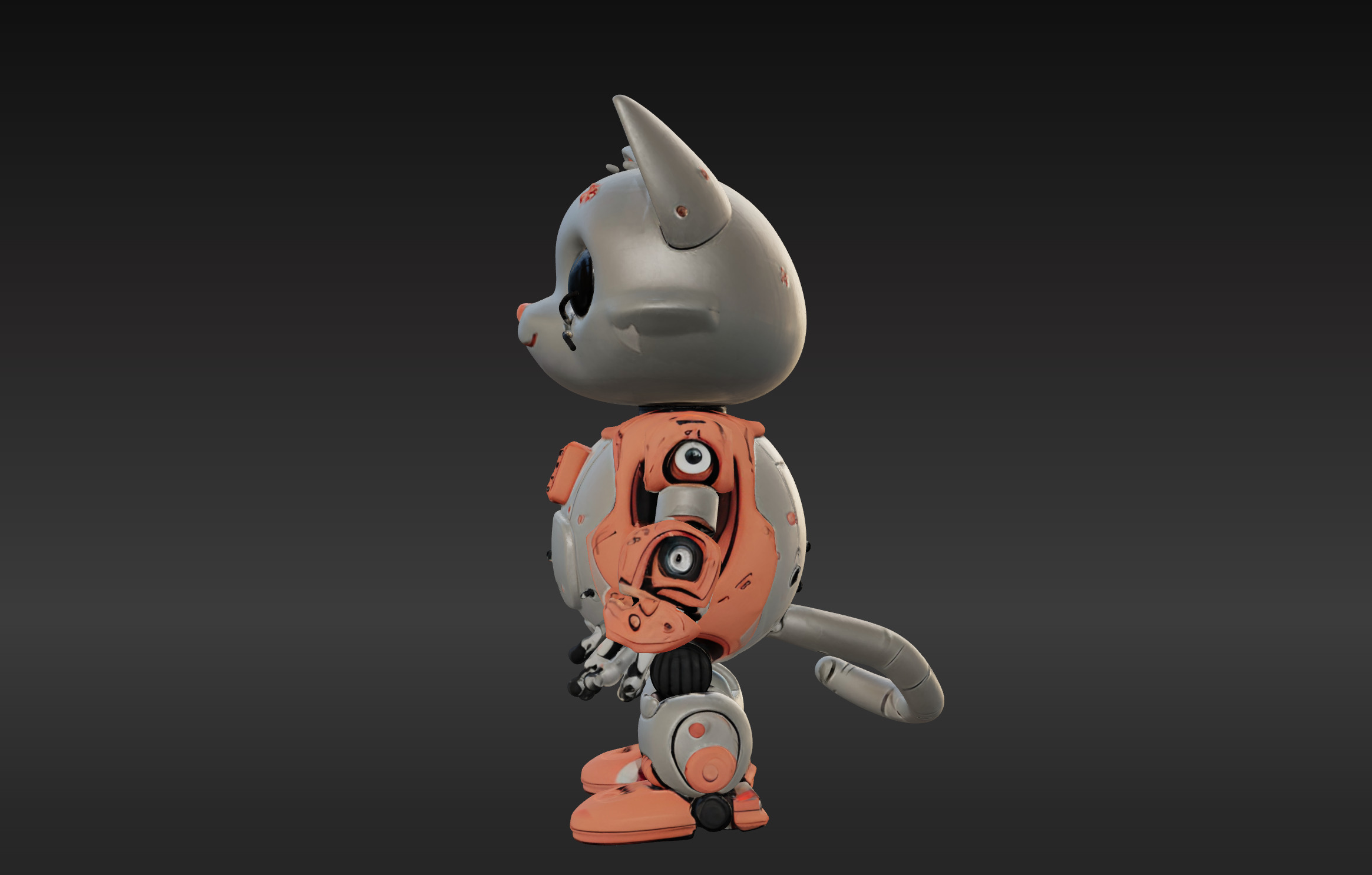 3D Model of Cute Robo Cat - Animated and Printable 3D model_1