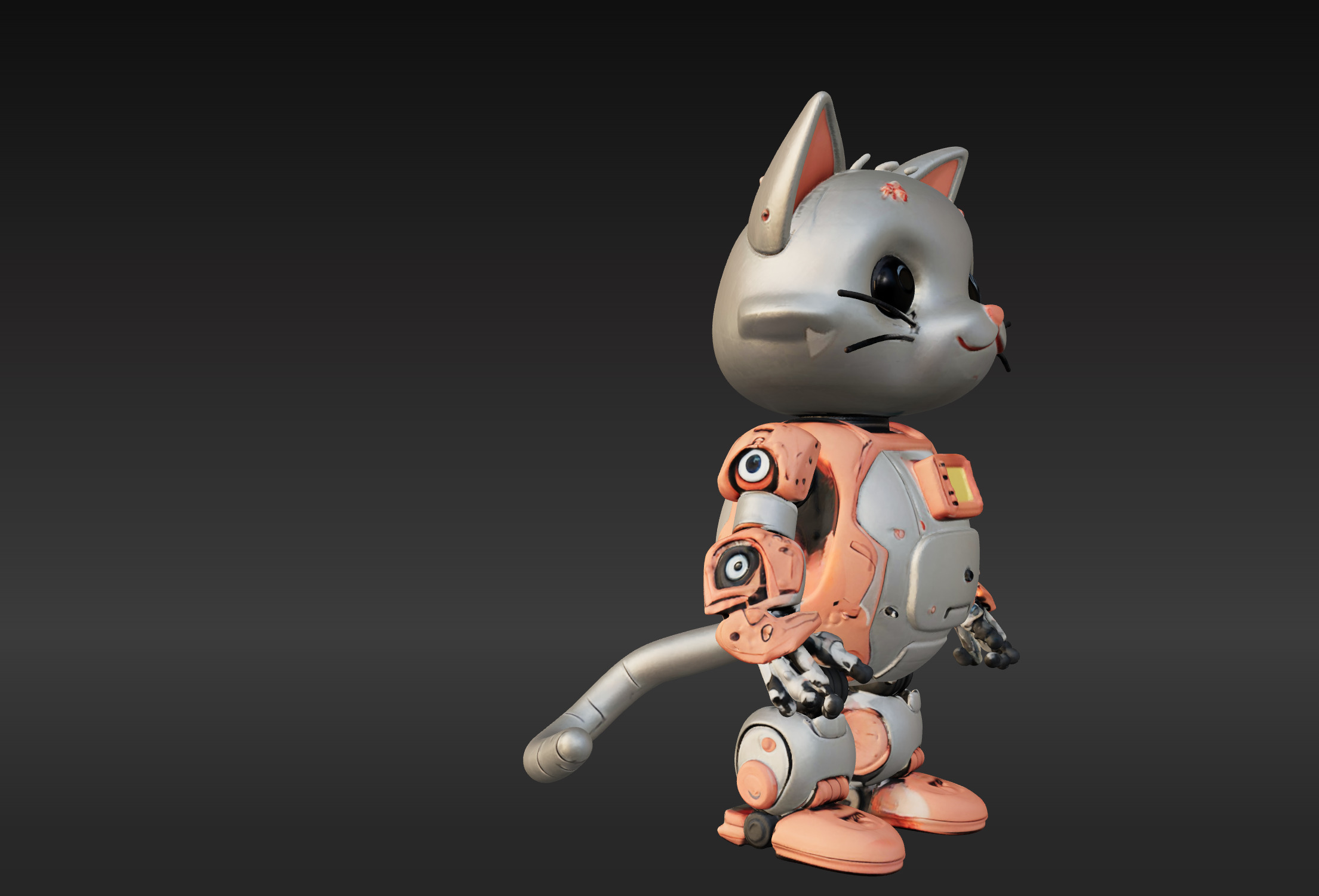 3D Model of Cute Robo Cat - Animated and Printable 3D model_4