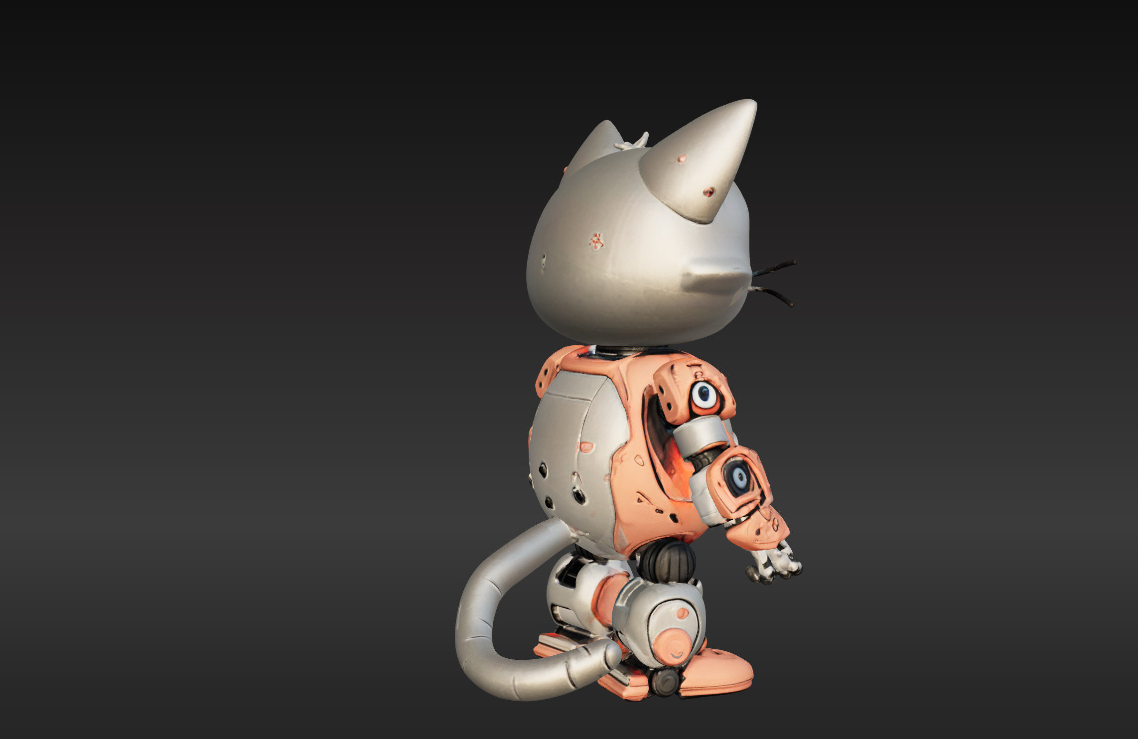 3D Model of Cute Robo Cat - Animated and Printable 3D model_3