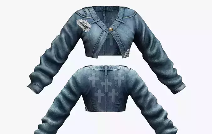 Womens Denim Jacket - 3 Colors Low-poly 3D model