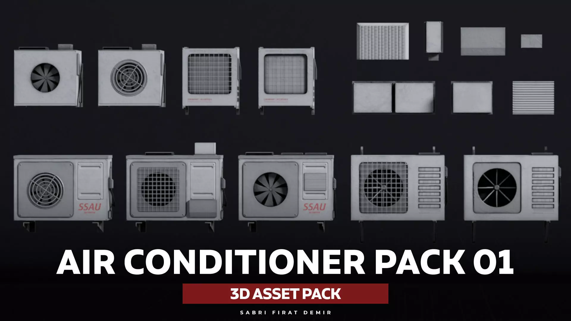 Air Conditioner 3D Asset Model Pack Low-poly 3D model_0