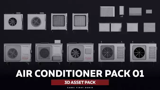 Air Conditioner 3D Asset Model Pack Low-poly 3D model