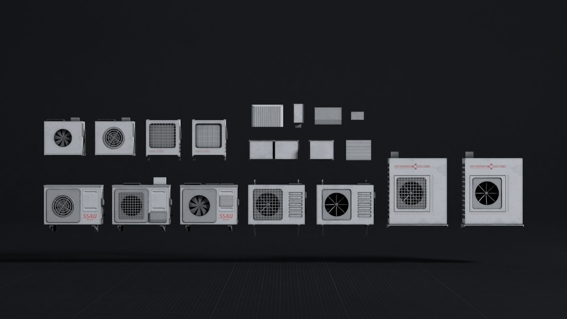 Air Conditioner 3D Asset Model Pack Low-poly 3D model_4