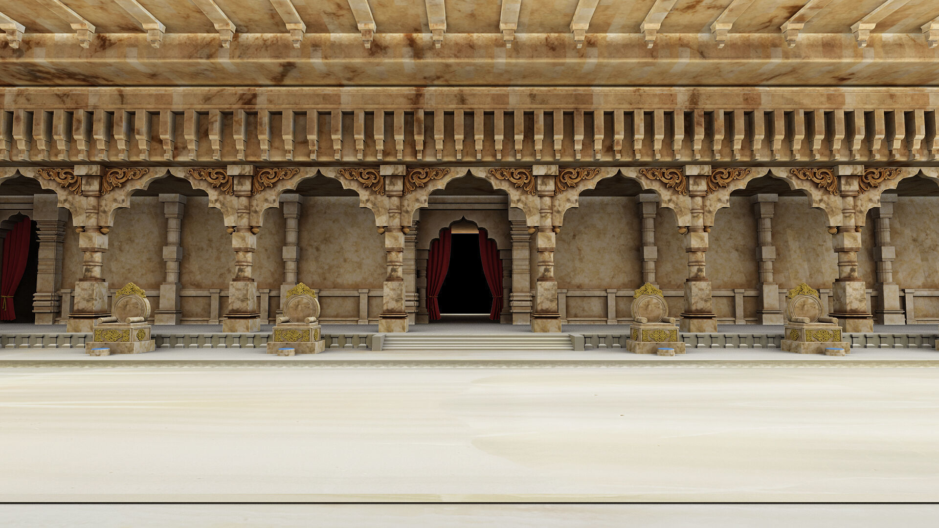 Durbar king court darbar 3D model_9