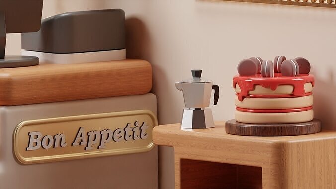 Cafe interior 3D model 6