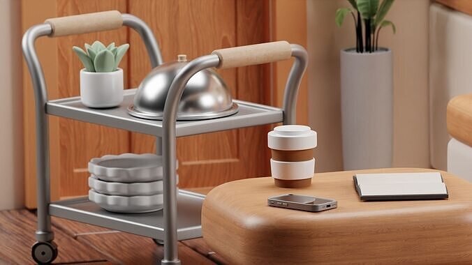 Cafe interior 3D model 3