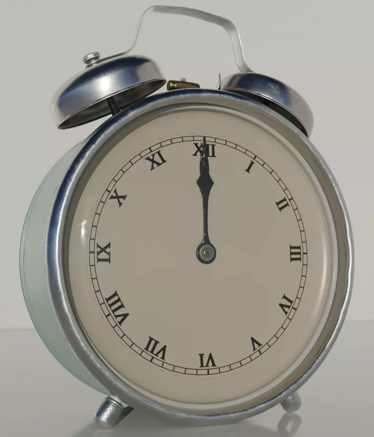 4K High Polly Vintage Alarm Clock 3D model_0