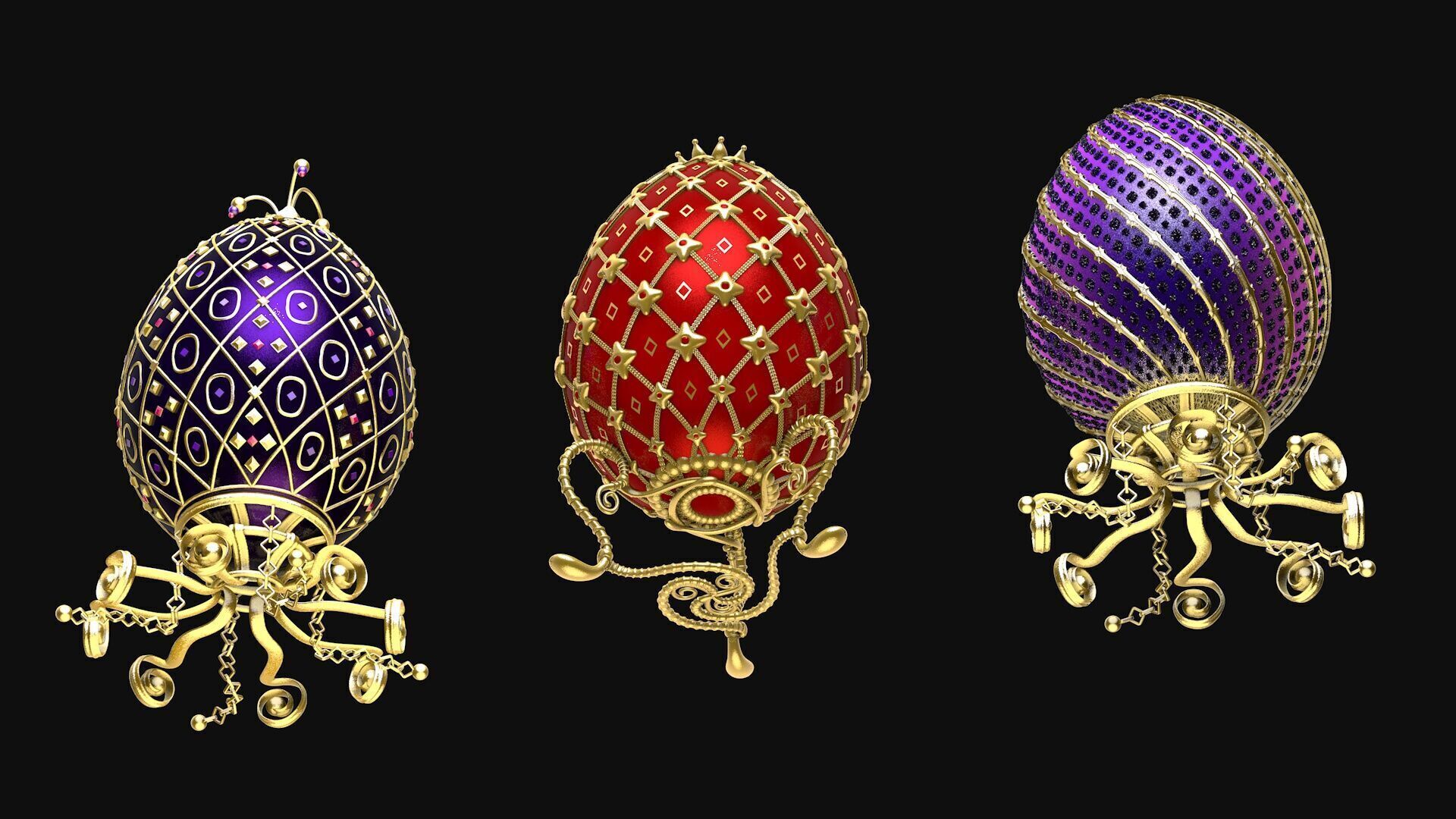 Collection of Faberge eggs R1 3D model_4