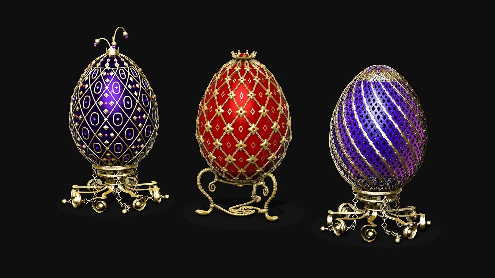 Collection of Faberge eggs R1 3D model_2