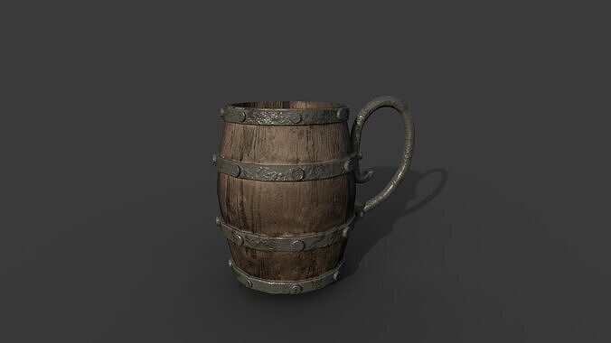 Wooden Mug Medieval Low-poly 3D model