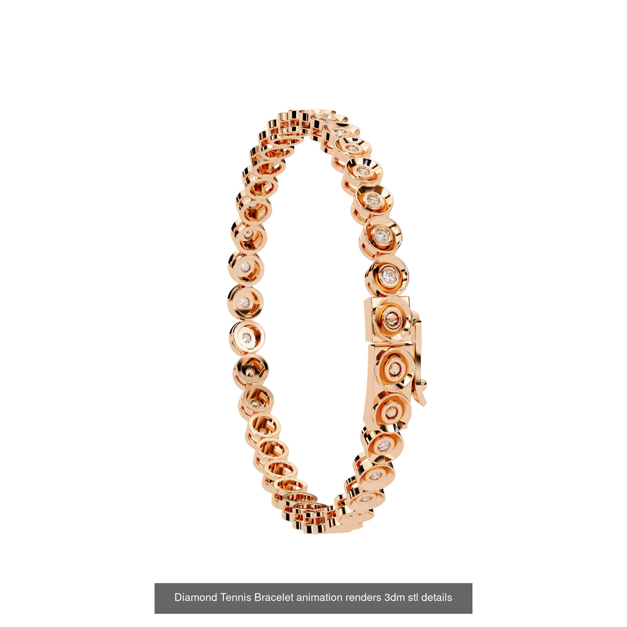 17 Diamond Tennis Bracelet animation renders 3dm stl details  3D Model Collection_16