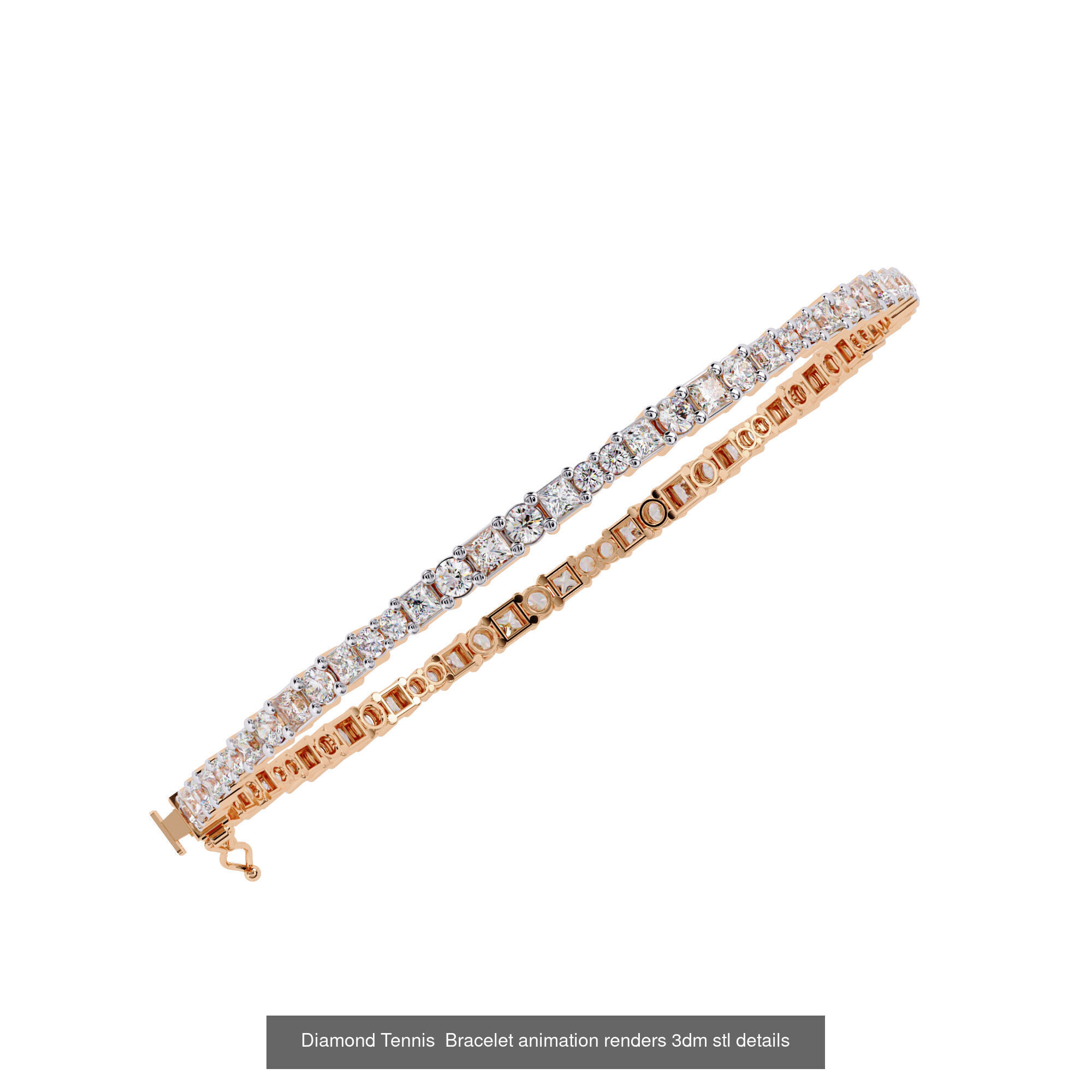 17 Diamond Tennis Bracelet animation renders 3dm stl details  3D Model Collection_15