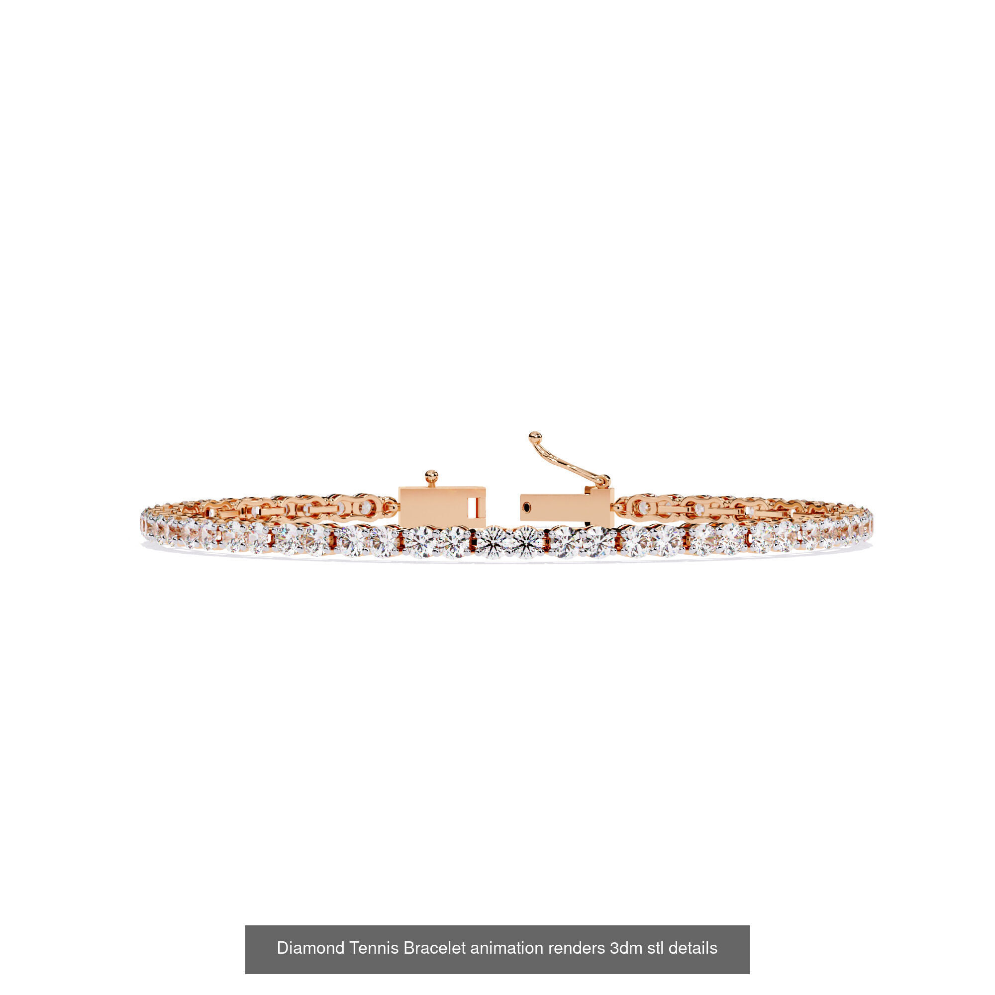 17 Diamond Tennis Bracelet animation renders 3dm stl details  3D Model Collection_17