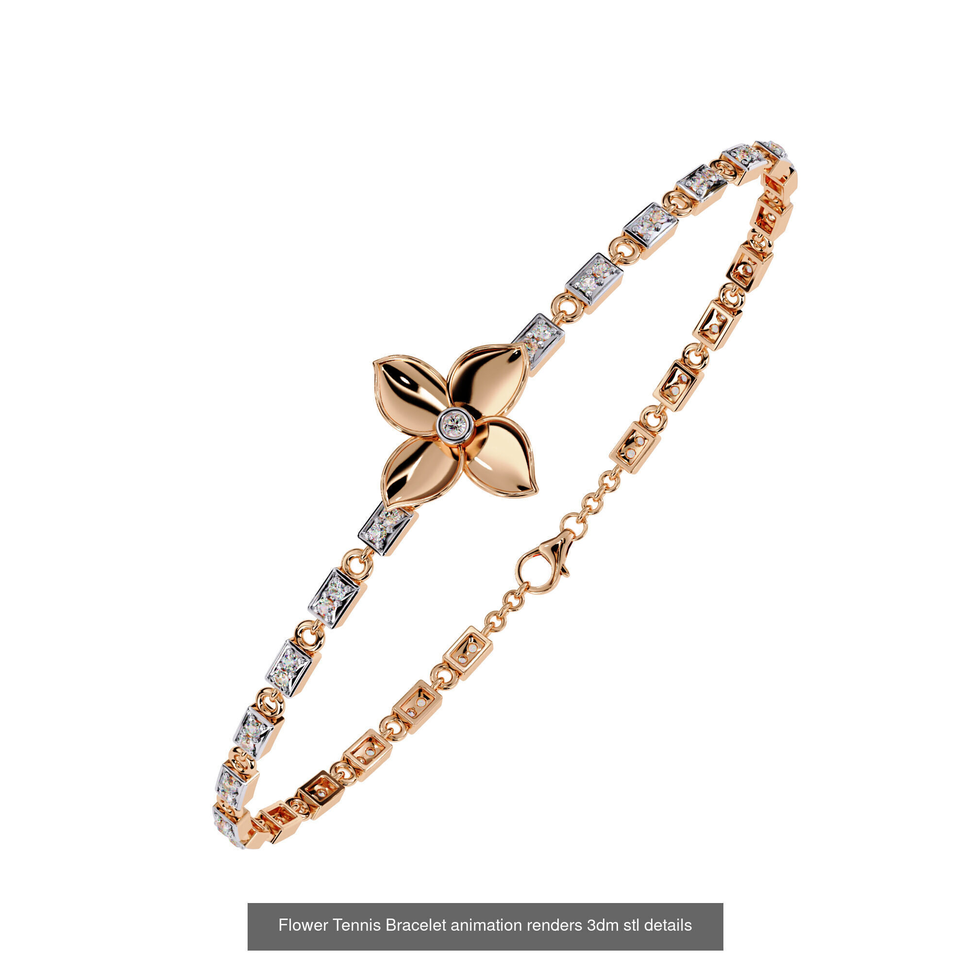 17 Diamond Tennis Bracelet animation renders 3dm stl details  3D Model Collection_7