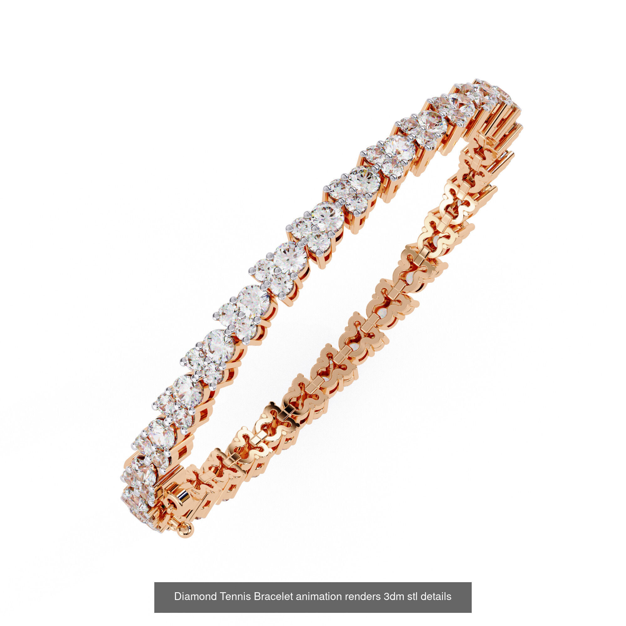 17 Diamond Tennis Bracelet animation renders 3dm stl details  3D Model Collection_1