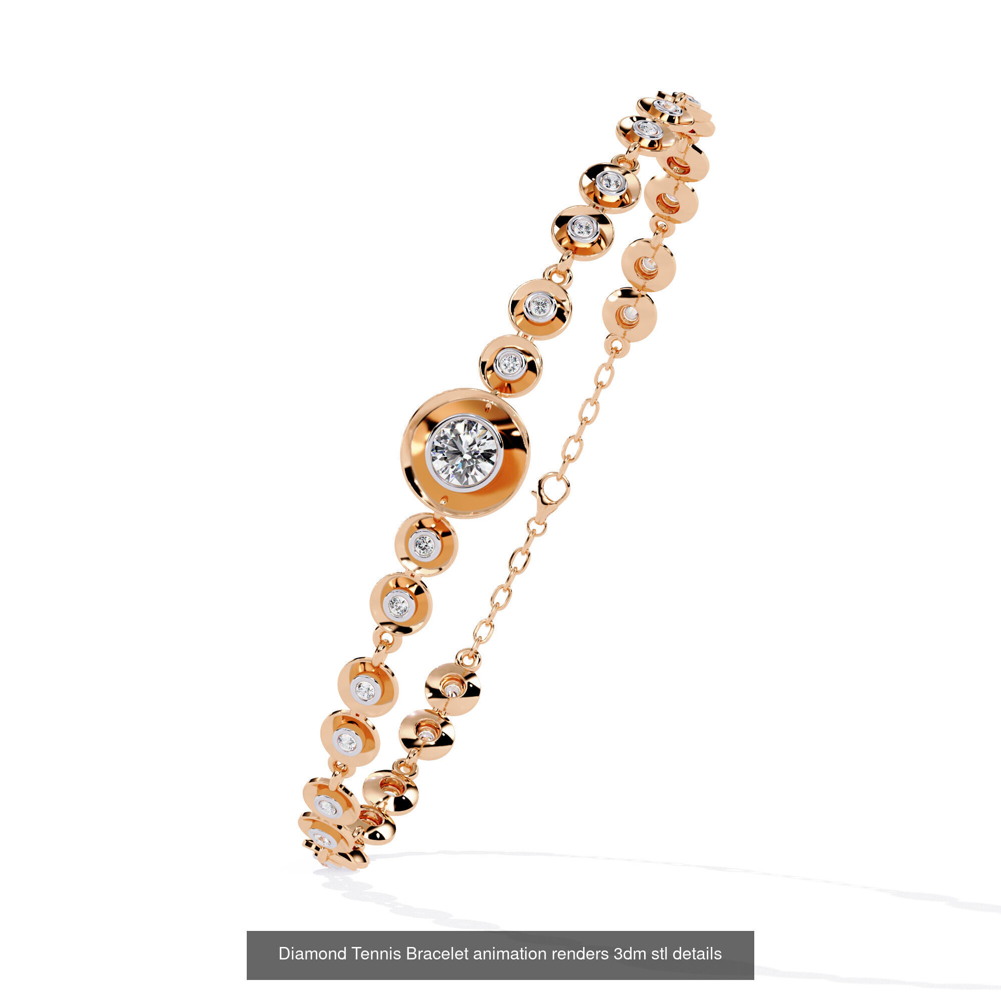 17 Diamond Tennis Bracelet animation renders 3dm stl details  3D Model Collection_8