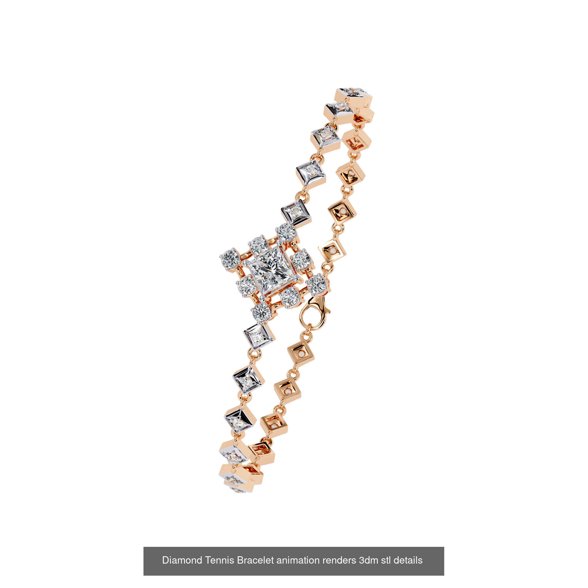 17 Diamond Tennis Bracelet animation renders 3dm stl details  3D Model Collection_13