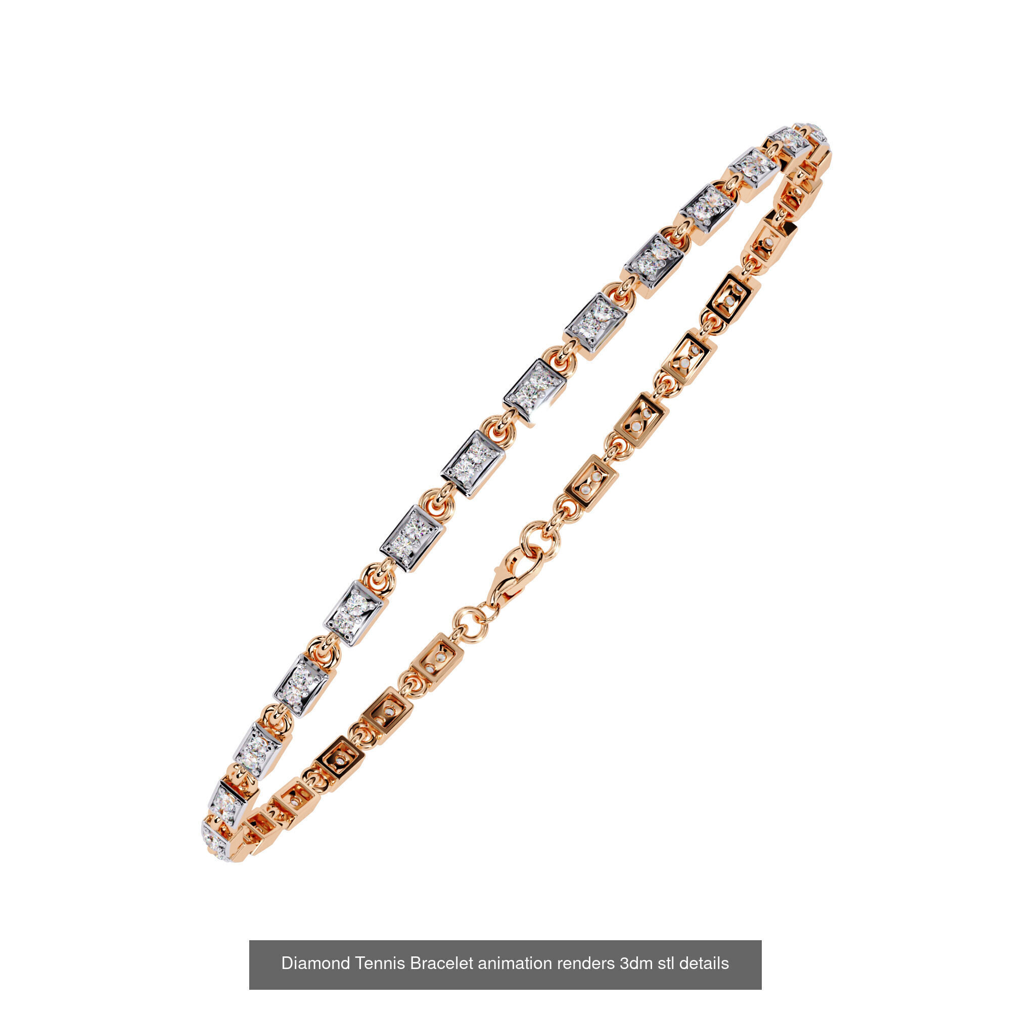 17 Diamond Tennis Bracelet animation renders 3dm stl details  3D Model Collection_10