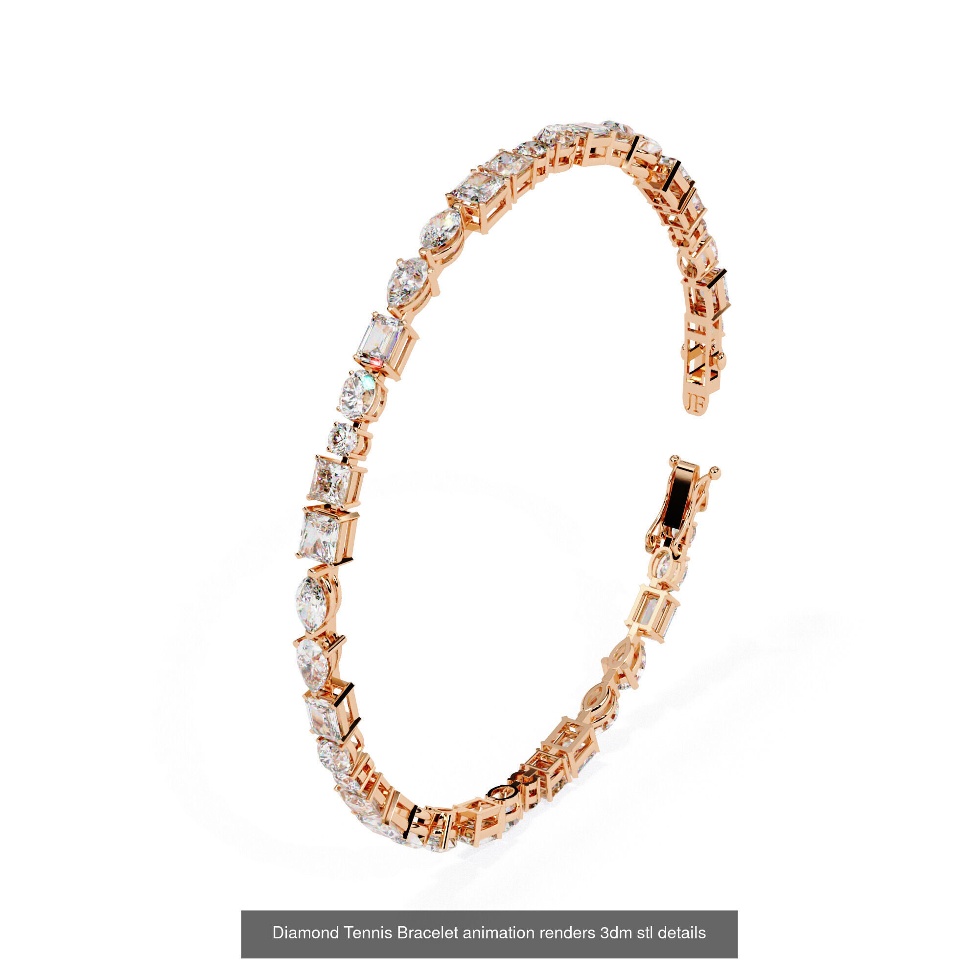 17 Diamond Tennis Bracelet animation renders 3dm stl details  3D Model Collection_12