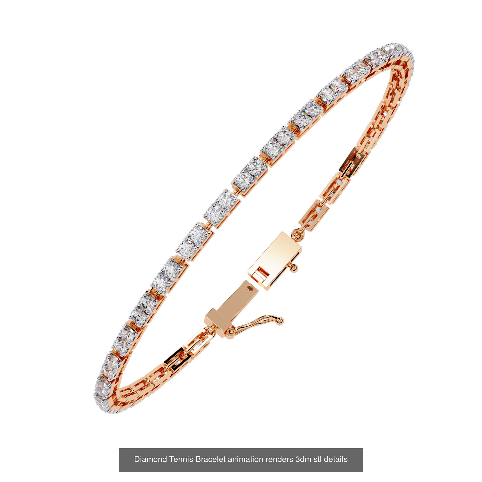 17 Diamond Tennis Bracelet animation renders 3dm stl details  3D Model Collection_6