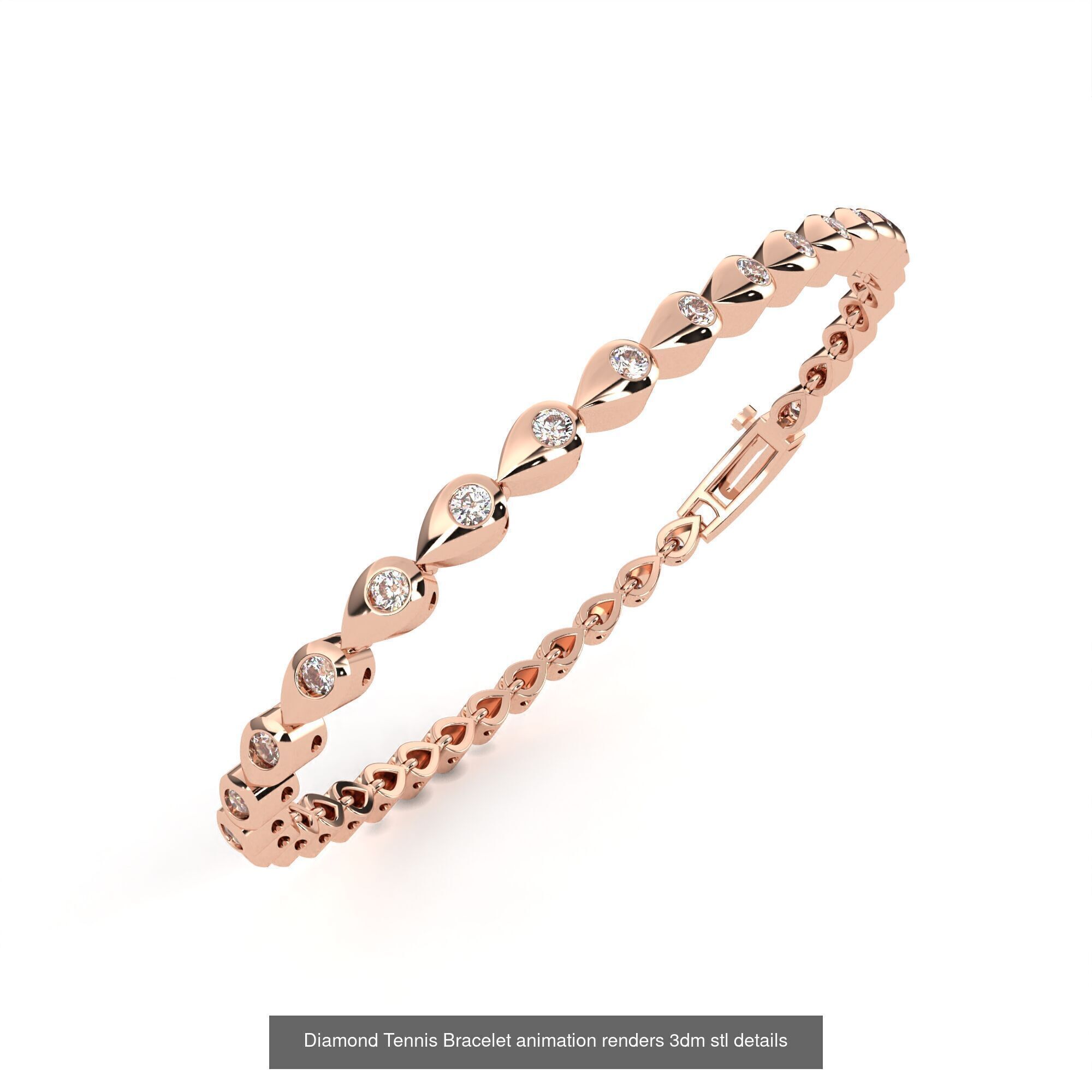 17 Diamond Tennis Bracelet animation renders 3dm stl details  3D Model Collection_5