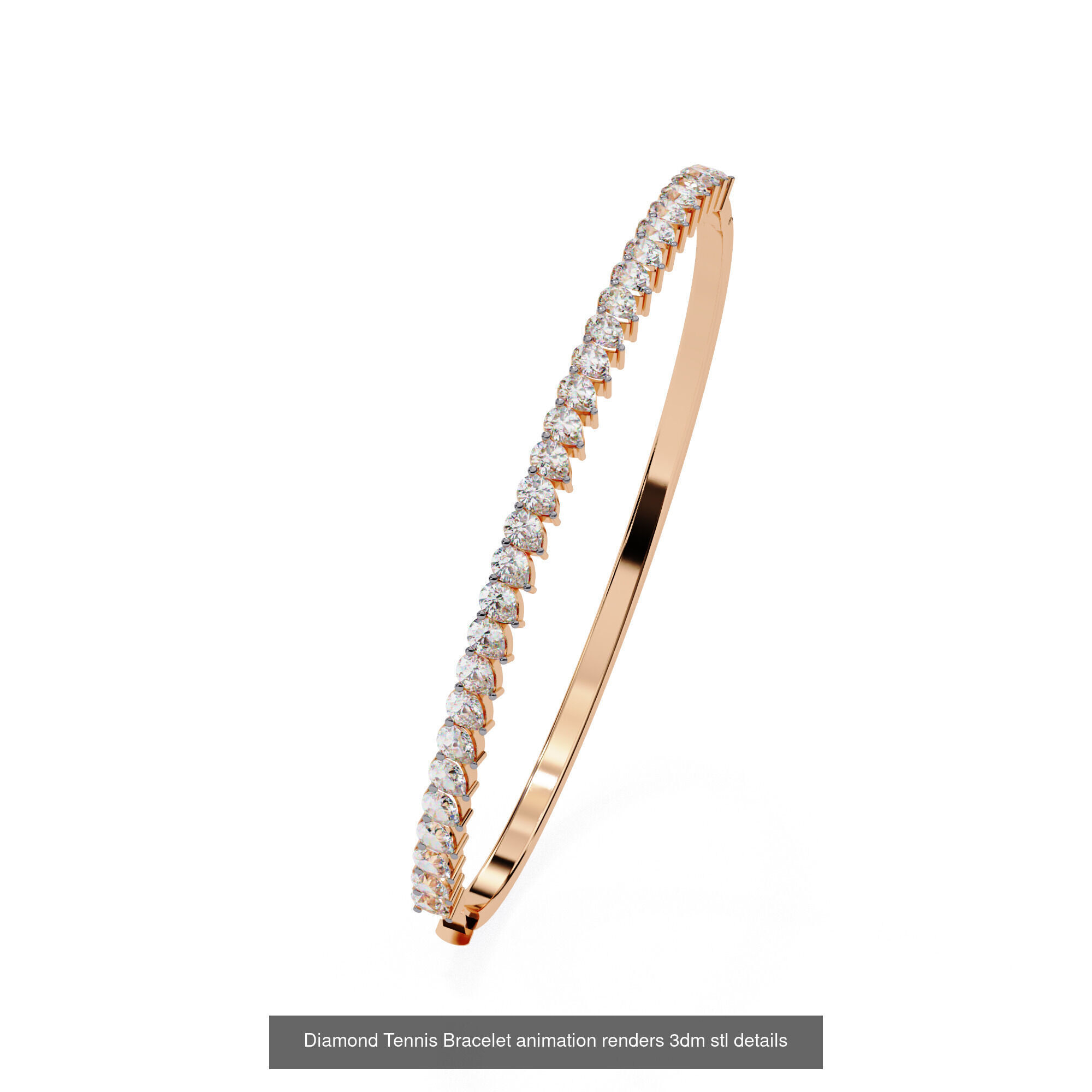 17 Diamond Tennis Bracelet animation renders 3dm stl details  3D Model Collection_4
