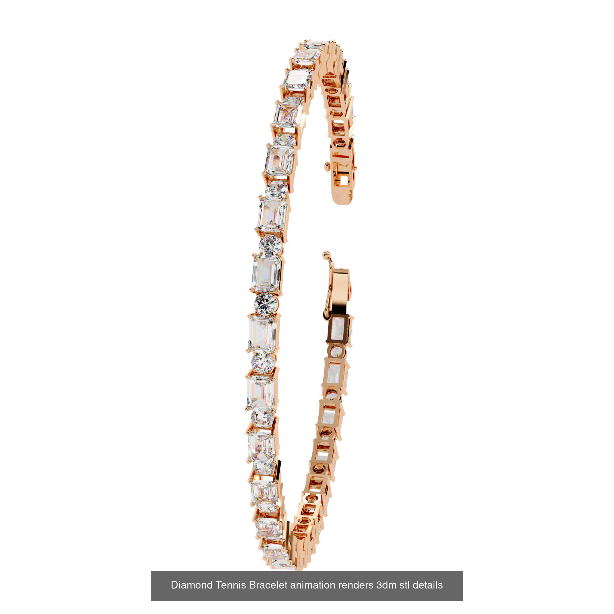 17 Diamond Tennis Bracelet animation renders 3dm stl details  3D Model Collection_14