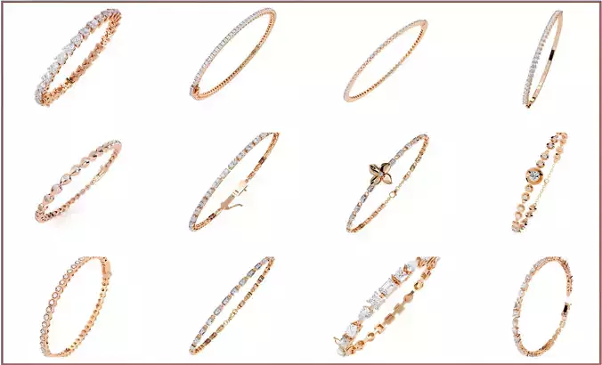 17 Diamond Tennis Bracelet animation renders 3dm stl details  3D Model Collection