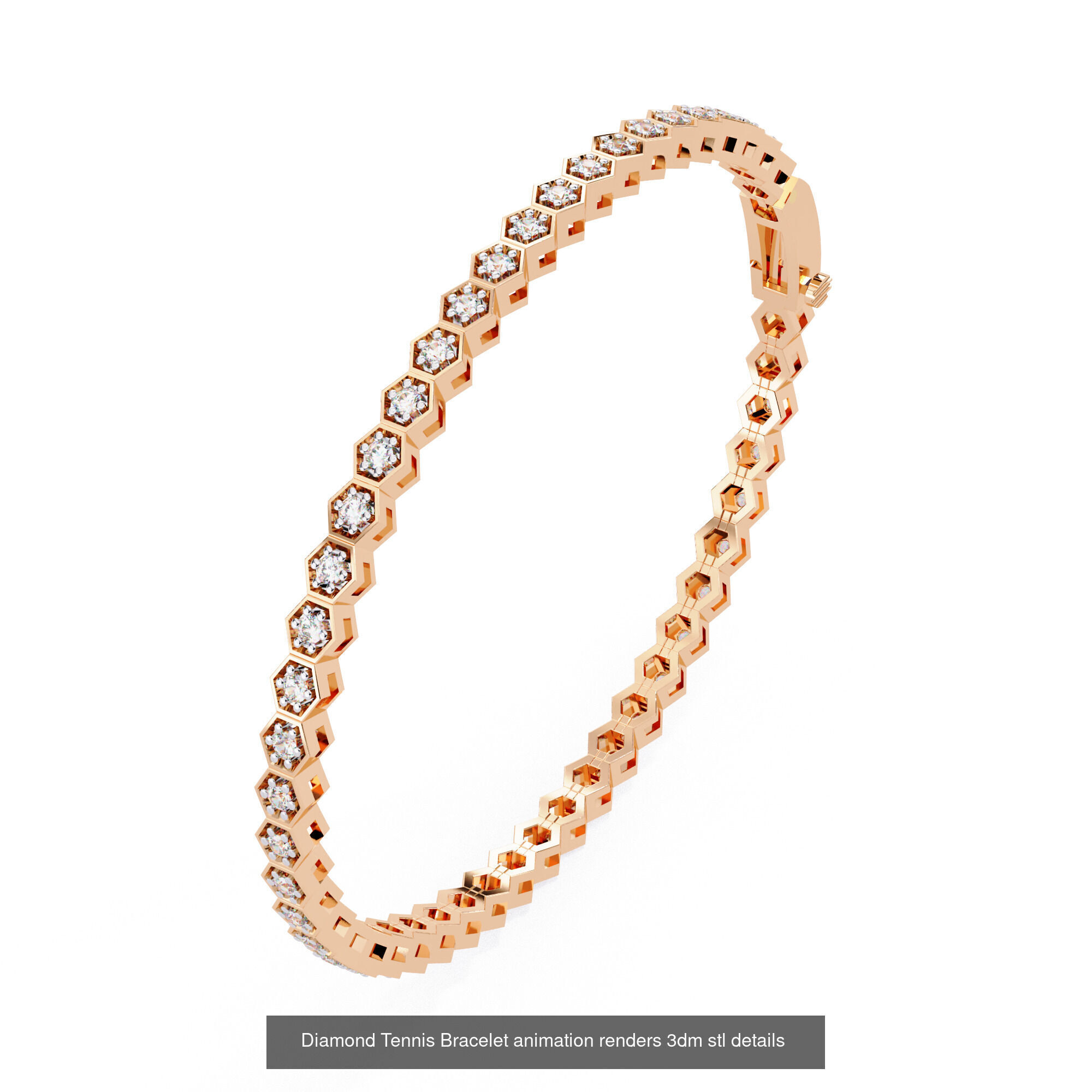 17 Diamond Tennis Bracelet animation renders 3dm stl details  3D Model Collection_9