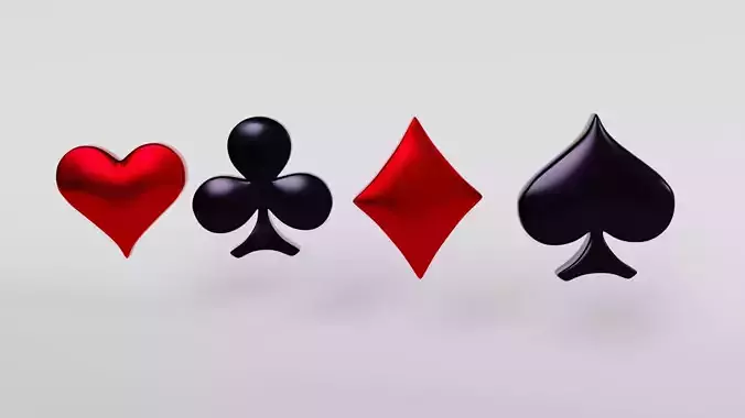 A Set of 3D Card Suit Symbols